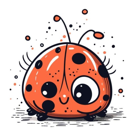 Cute cartoon ladybug. Vector illustration isolated on white back