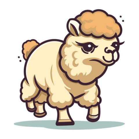 Cute cartoon sheep. Vector illustration isolated on a white back