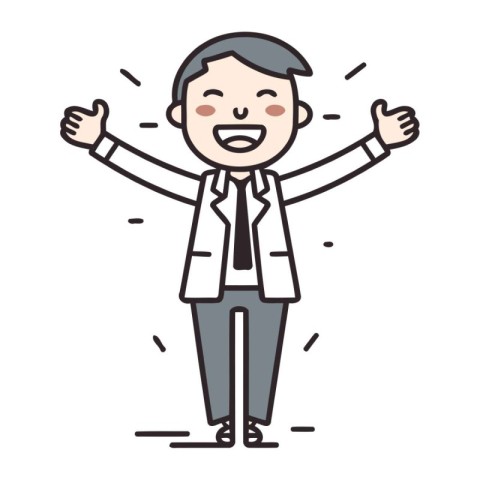 Illustration of a man in a business suit doing a thumbs up gestu