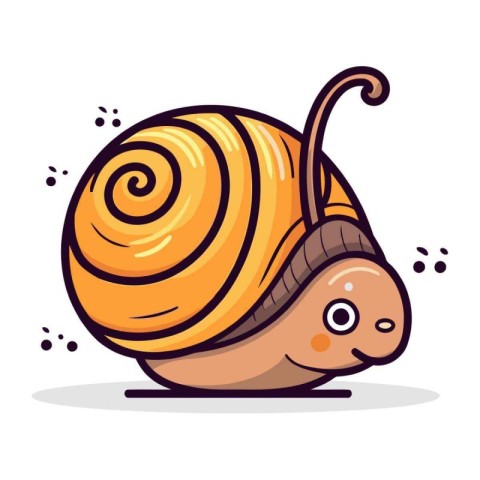 Cartoon funny snail. Vector illustration. Isolated on white back