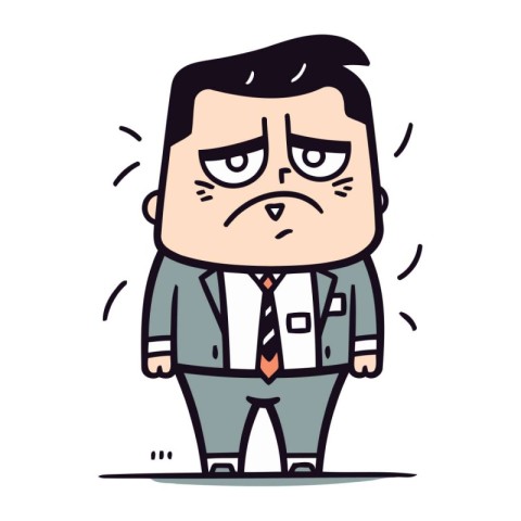 Angry boss cartoon character. Vector illustration in doodle styl