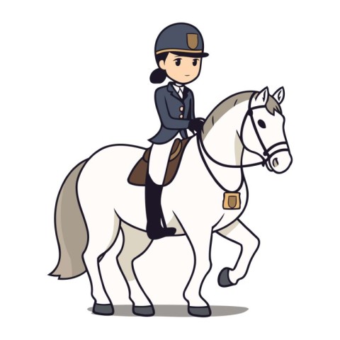 Vector illustration of a girl riding a horse on a white backgrou