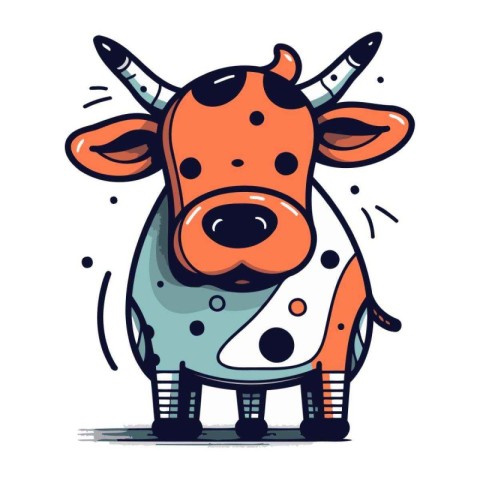 Cute cartoon cow. Vector illustration. Isolated on white backgro