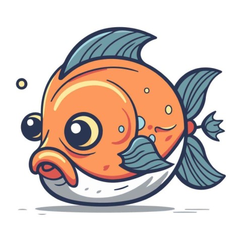 Cute cartoon fish. Vector illustration. Isolated on white backgr