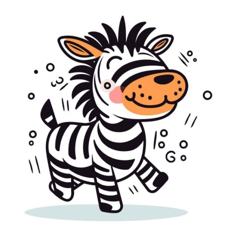 Cute cartoon zebra vector illustration. Isolated on white backgr