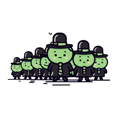 Illustration of a Group of Leprechauns Standing in a Row