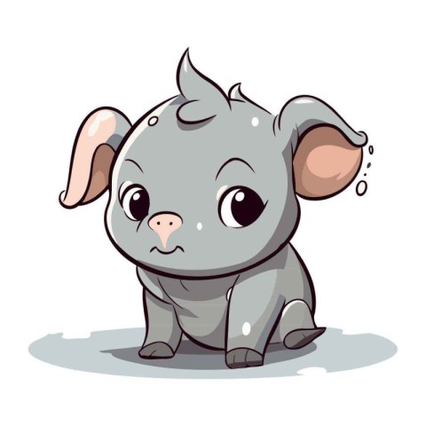 Cute cartoon elephant. Vector illustration isolated on a white b