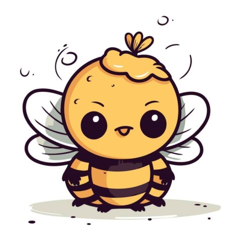 Cute cartoon bee. Vector illustration. Isolated on white backgro