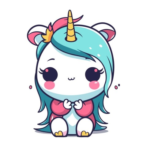 Cute little unicorn. Vector illustration of a cute little unicor