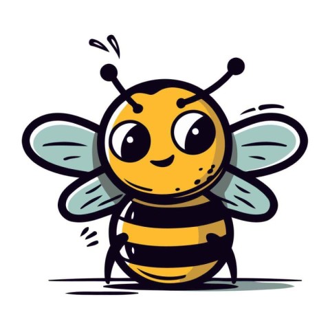 Cute cartoon bee. Vector illustration. Isolated on white backgro