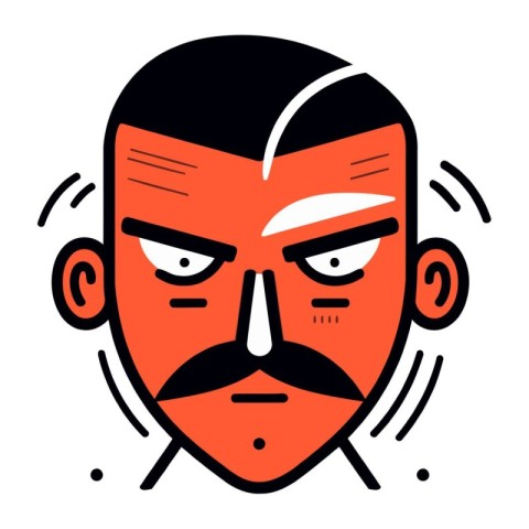 Face of a man with a mustache. Vector illustration in flat style