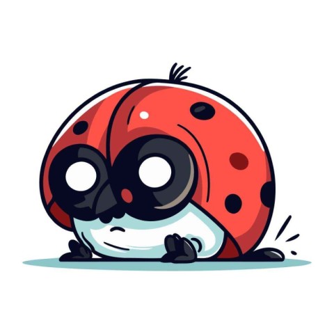 Cute cartoon ladybug isolated on white background. Vector illust