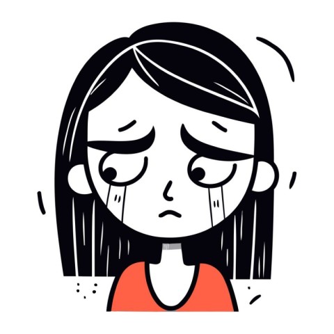 Illustration of a girl with a sad expression on her face.