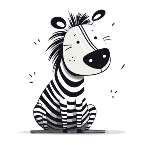 Zebra vector illustration. Cute cartoon zebra isolated on white