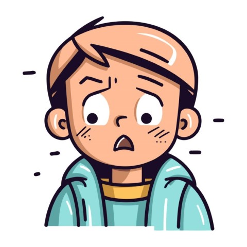 Sad boy cartoon vector illustration. Emotional boy with sad face