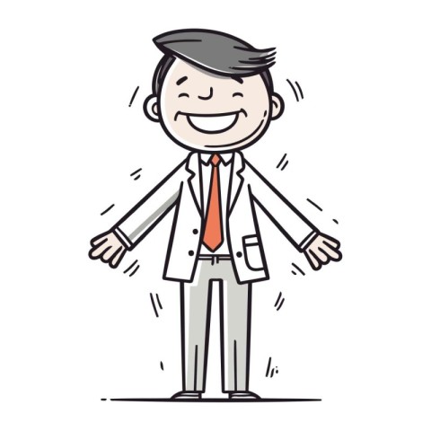 Smiling businessman cartoon character. Vector illustration. Isol