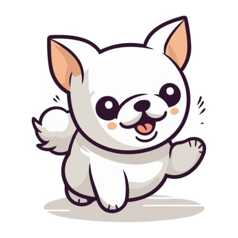 Cute Cartoon Chihuahua Dog Running Vector Illustration.