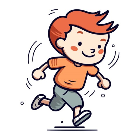 Running boy. Vector illustration. Cute cartoon character. Flat d