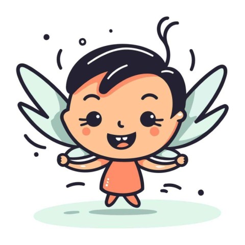 Cute Angel Vector Illustration. Cute Angel Cartoon Character.