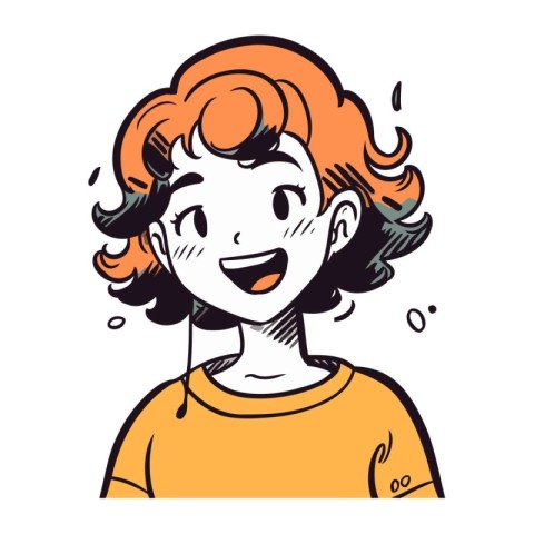 Vector illustration of a happy smiling young woman in orange t s