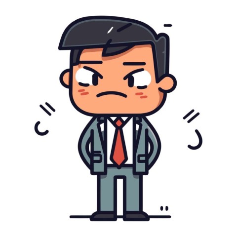 Sad businessman cartoon character. Vector illustration in a flat