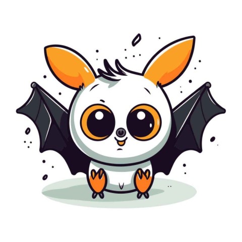 Cute cartoon bat. Vector illustration isolated on a white backgr