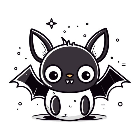 Cute cartoon bat. Vector illustration isolated on a white backgr