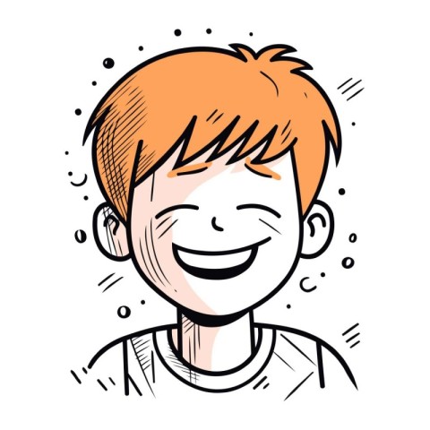 Vector illustration of a smiling boy with red hair. Cartoon styl