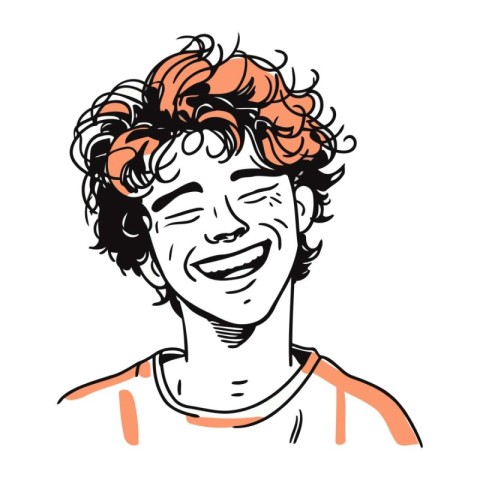 Portrait of a smiling young man. Hand drawn vector illustration.