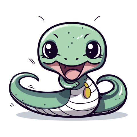 Cute cartoon snake. Vector illustration isolated on a white back