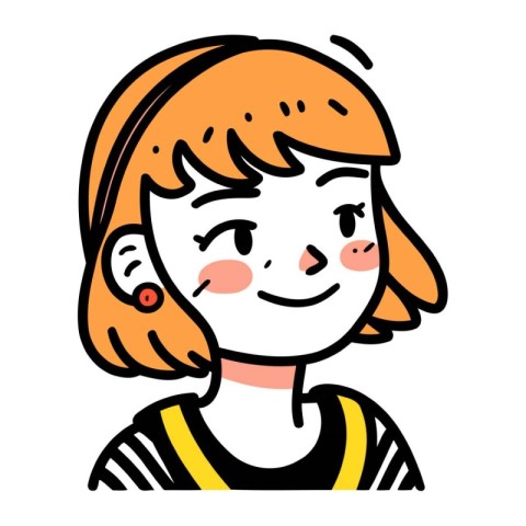 Beautiful red haired girl with short hair. Vector illustration.