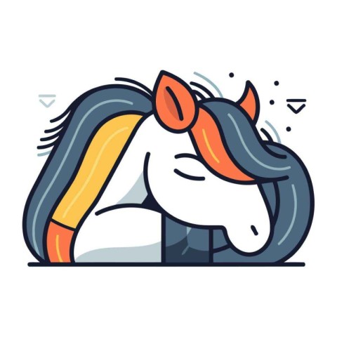 Vector illustration of cute horse. Line art design for web and m