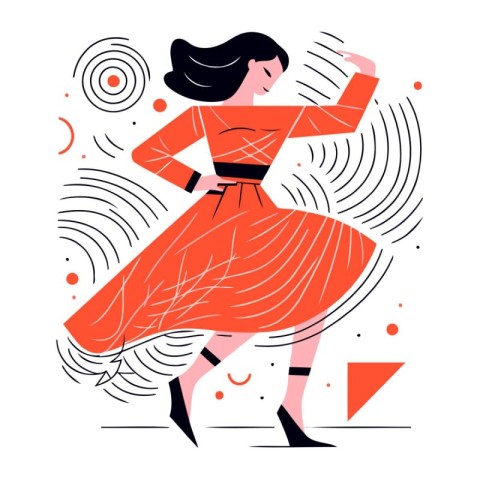 Woman dancing flamenco. Vector illustration in a flat style.