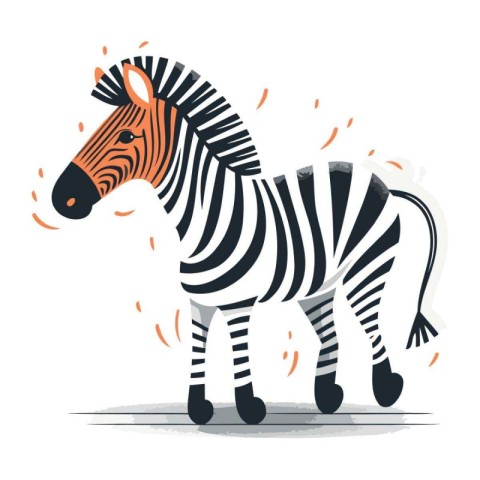 Zebra on a white background. Vector illustration in flat style.