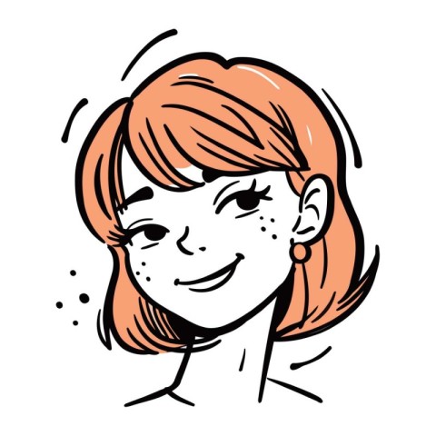 Vector illustration of a smiling red haired woman with short hai