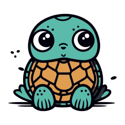 Cute cartoon turtle. Vector illustration isolated on a white bac