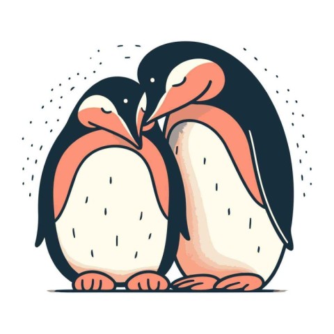 Penguin vector illustration. Hand drawn cute cartoon penguin.