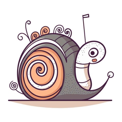 Snail cartoon icon. Vector illustration of a snail on white back