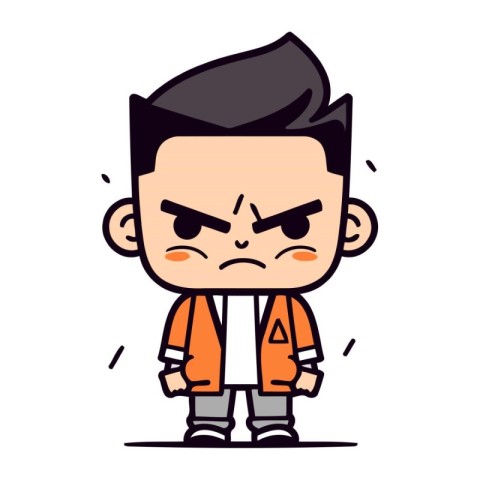 Angry Cartoon Man Wearing Orange Clothes   Vector Illustration