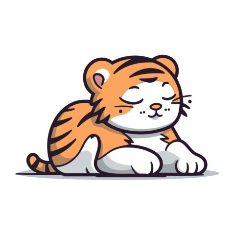 Cute tiger cartoon character. Vector illustration. Isolated on w