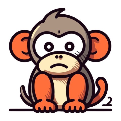 Cute monkey isolated on white background. Vector illustration in