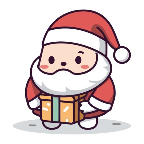 Santa Claus with gift box   Merry Christmas and Happy New Year c