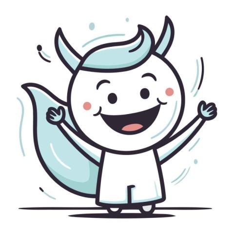 Vector illustration of cartoon character of cute smiling unicorn