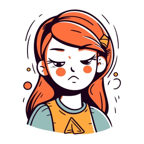 Vector illustration of a girl with red hair and freckles.