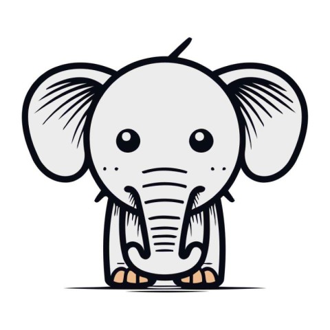 Cute cartoon elephant isolated on a white background. Vector ill