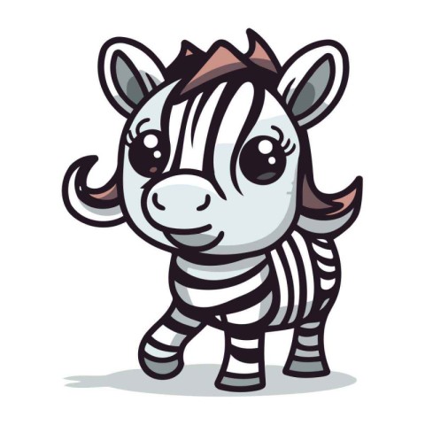 Zebra character cartoon vector illustration. Cute zebra animal.