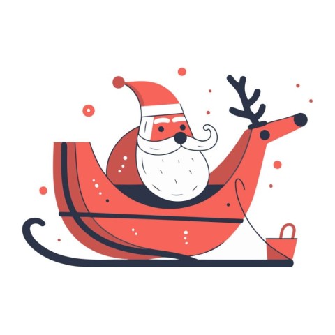 Santa Claus on a sleigh. Vector illustration in a flat style.