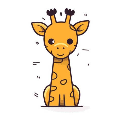 Cute giraffe cartoon vector illustration. Cute animal character