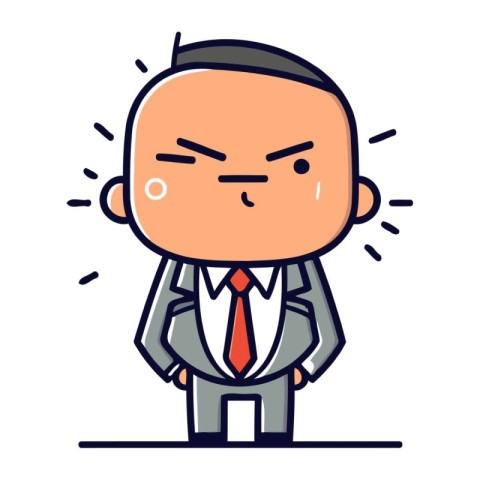 Sad businessman   Vector thin line cartoon illustration of sad b