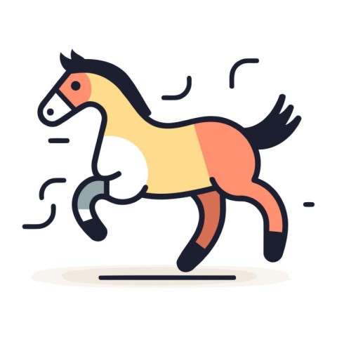 Horse vector illustration. Flat design style with thin line art.